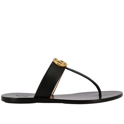 gucci gg flat thong sandal black
